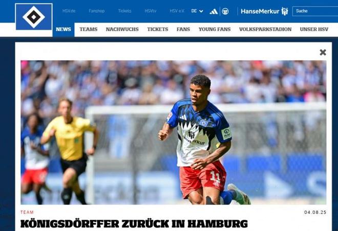 官方：前鋒未通過(guò)體檢，重返漢堡訓(xùn)練。